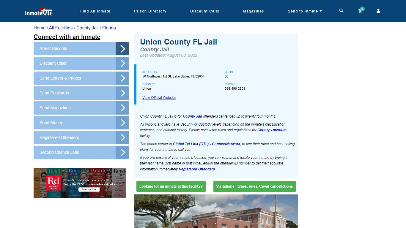 Union County FL Jail - Inmate Locator - Lake Butler, FL