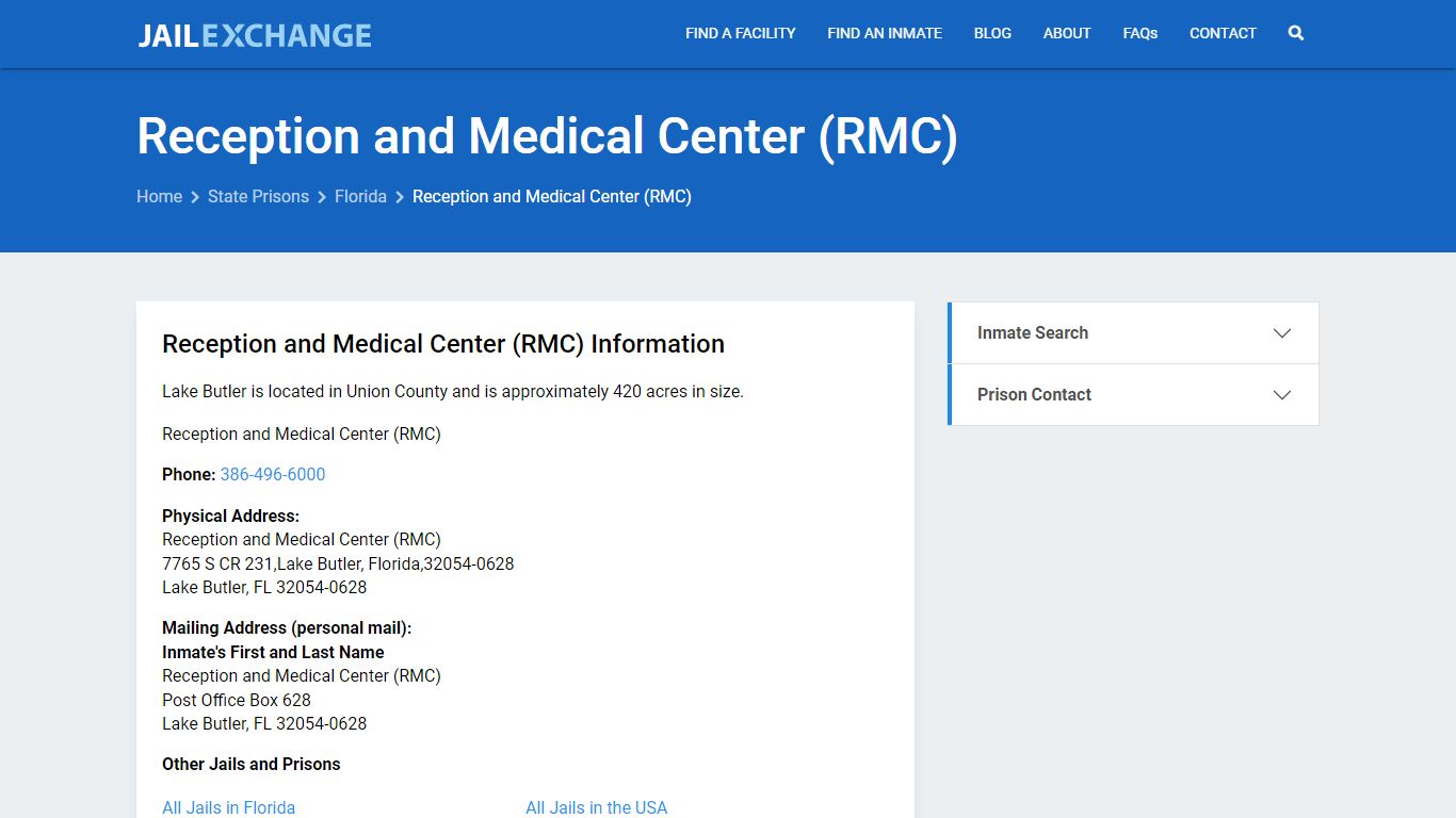 Reception and Medical Center (RMC) Inmate Search, FL - Jail Exchange